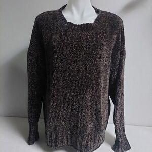 7 Seven for All Man‎ Kind Brown Pullover Chenille Sweater Chunky Knit L Oversize